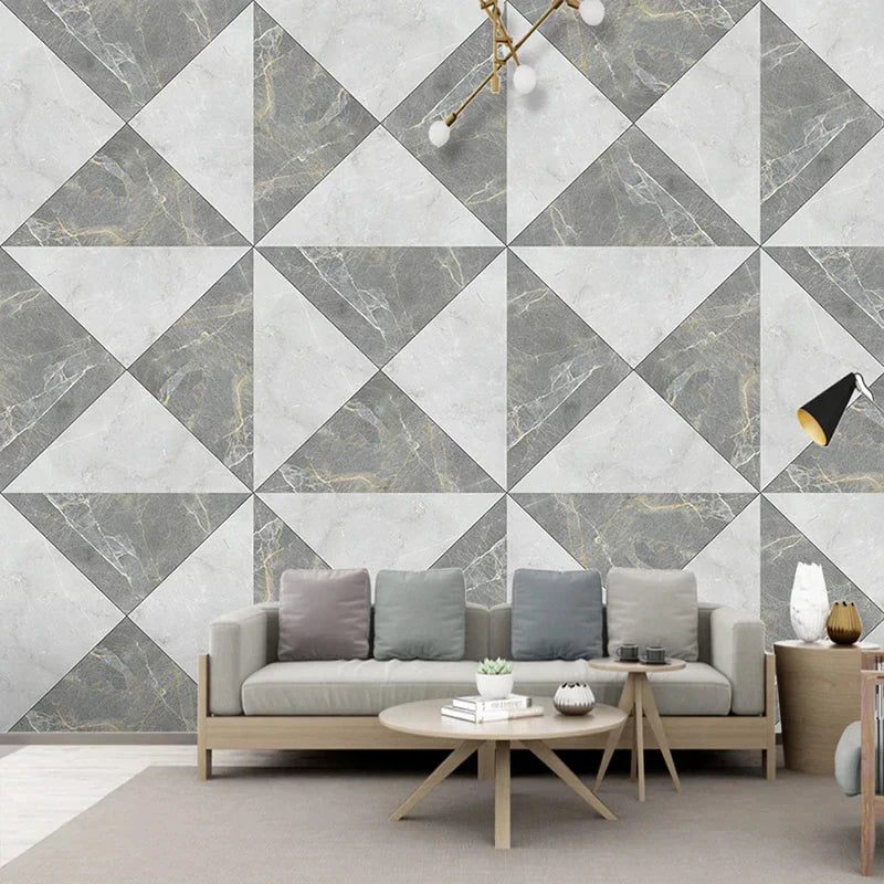 Custom 3D Grey Geometric Marble Wallpaper