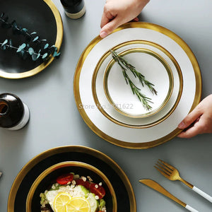 Golden Inlay Ceramic Dinnerware Collection