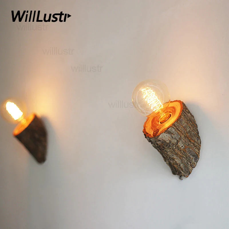 Natural Wood Wall Sconce Lamp