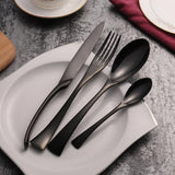 Luxurious Black Stainless Steel Cutlery Set